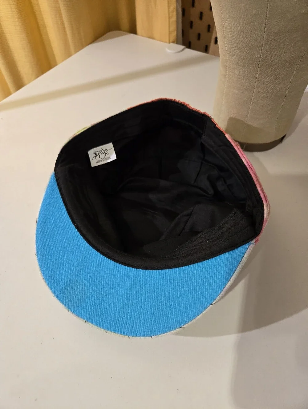 Vintage Cotton Hippie Patchwork Painters Cap Stoner Hat Razor Cut Tie Dye - Picture 7 of 10
